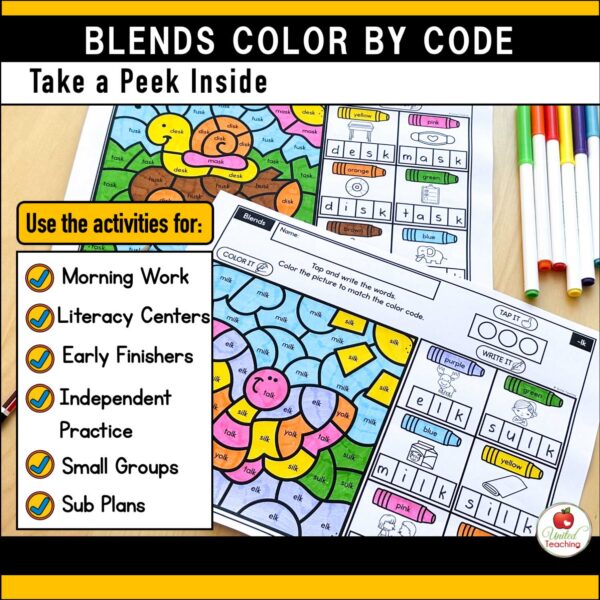 Blends Color by Code Spring Worksheets What to use the Activities for