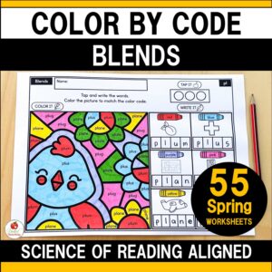 Blends Color by Code Spring Worksheets Cover