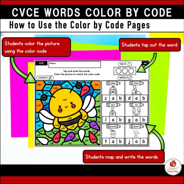 CVCE Color by Code Spring Worksheets How to use the Color by Code