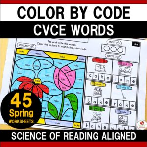 CVCE Color by Code Spring Worksheets Cover