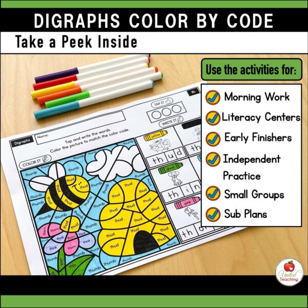 Digraphs Color by Code Spring Worksheets Where to Use the Activities