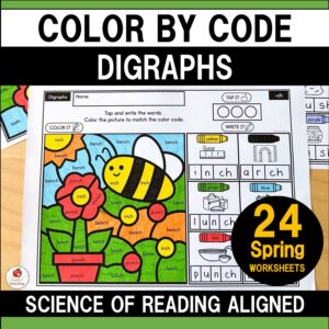 Digraphs Color by Code Spring Worksheets Cover