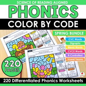 Spring Color by Code Phonics Bundle