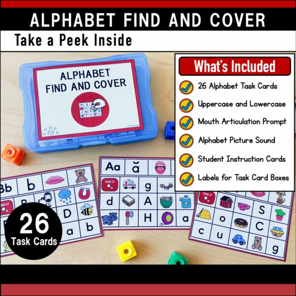 Alphabet Find and Cover Task Cards What's Included