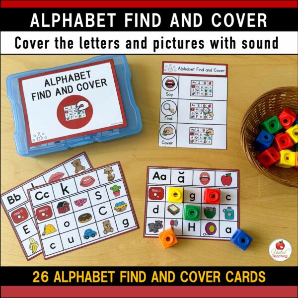 Alphabet Find and Cover Task Cards in Action
