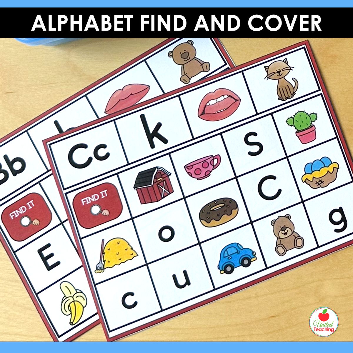 Alphabet Letter C Find and Cover Task Card for letter matching and beginning sound identification