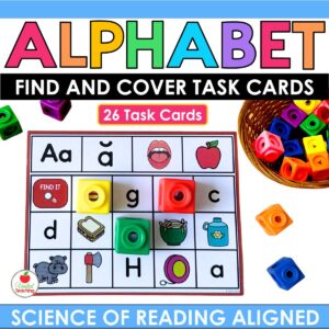 Alphabet Find and Cover Task Cards for Letter Matching and Beginning Sounds