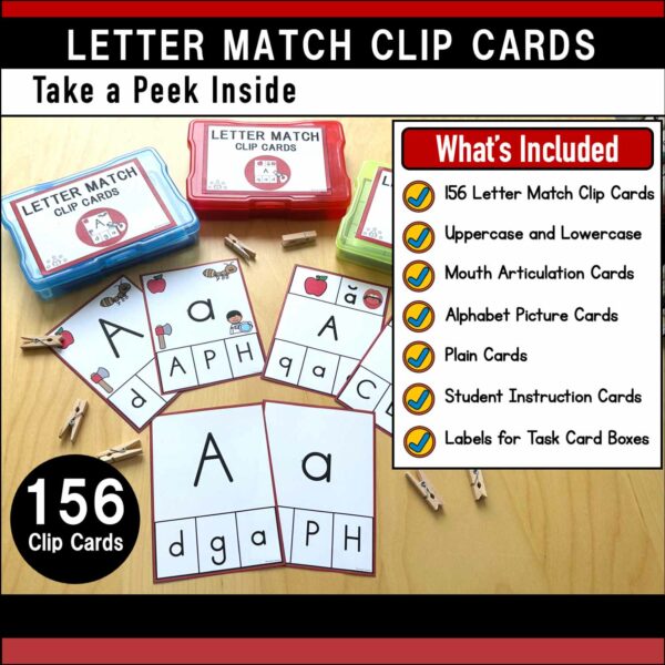 Alphabet Letter Matching Clip Cards What's Included