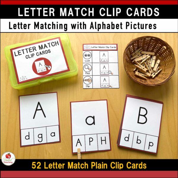 Alphabet Letter Matching Clip Cards Plain Design