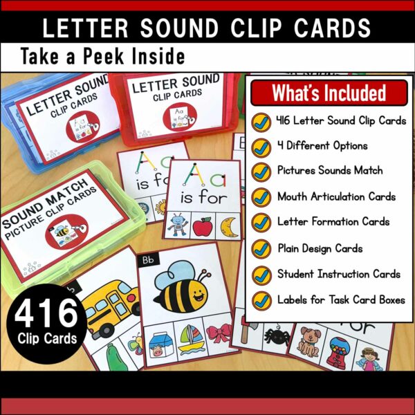 Alphabet Letter Sound Clip Cards What's Included