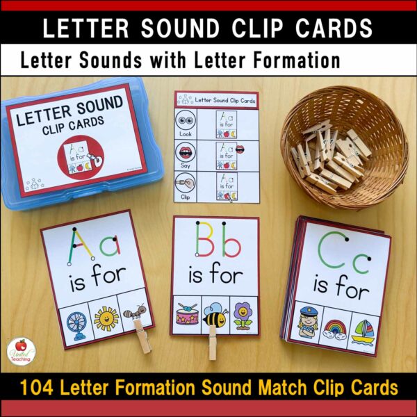 Alphabet Letter Sound Clip Cards with Letter Formation