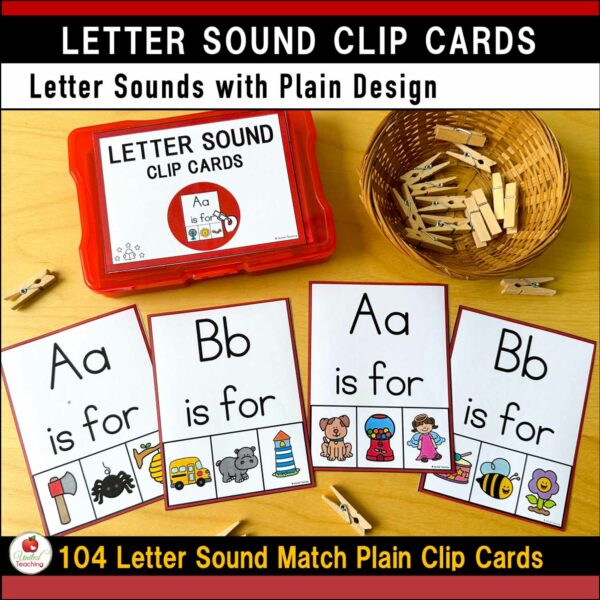 Alphabet Letter Sound Clip Cards Plain Design