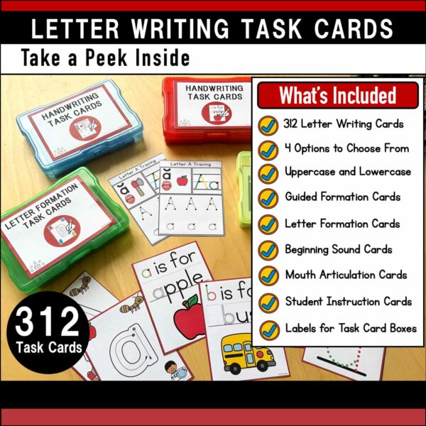Alphabet Letter Writing Task Cards What's Included