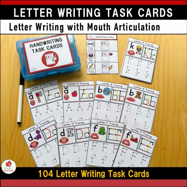 Alphabet Letter Writing Task Cards Letter Tracing with Mouth Formation