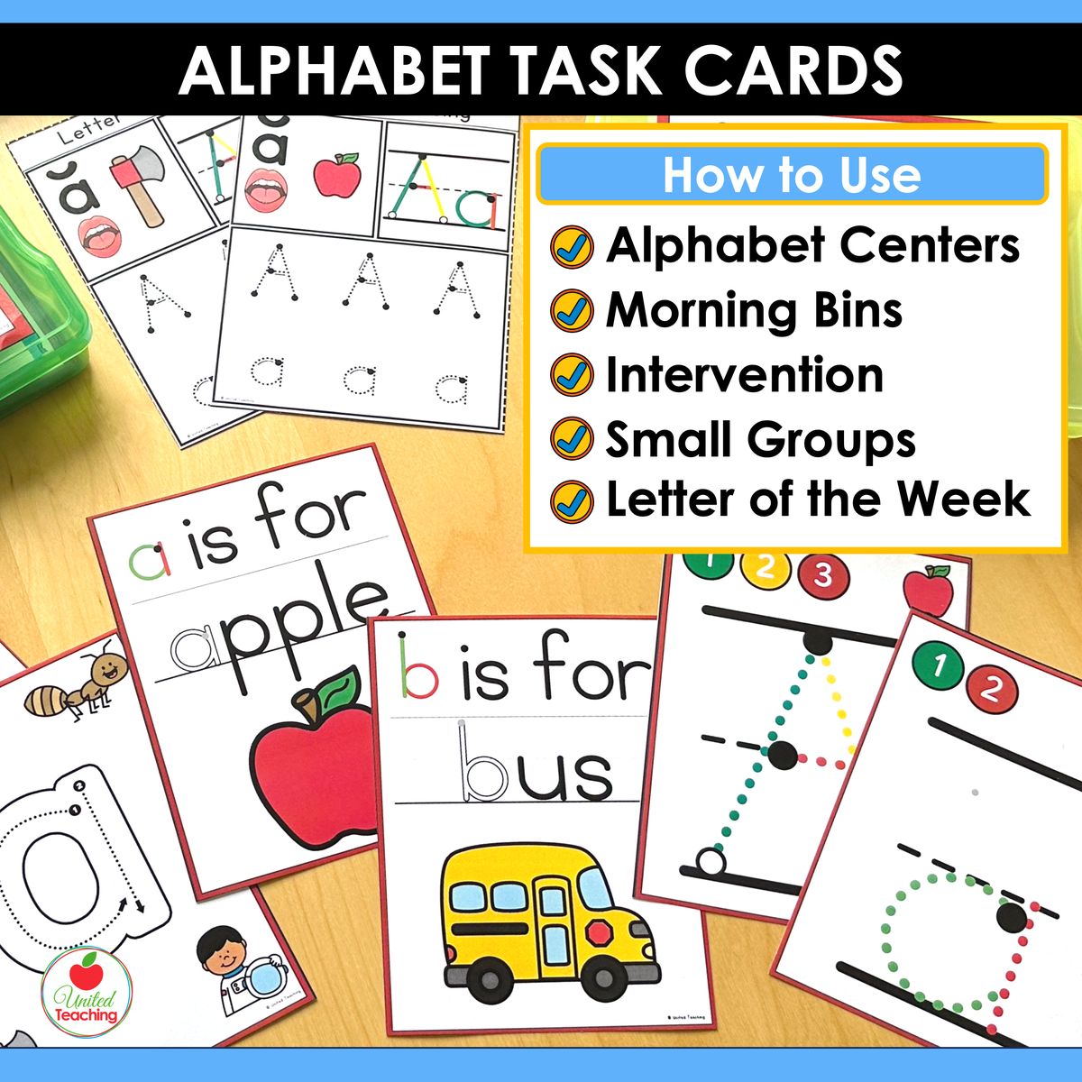 How to use the Alphabet Letter Task Card activities