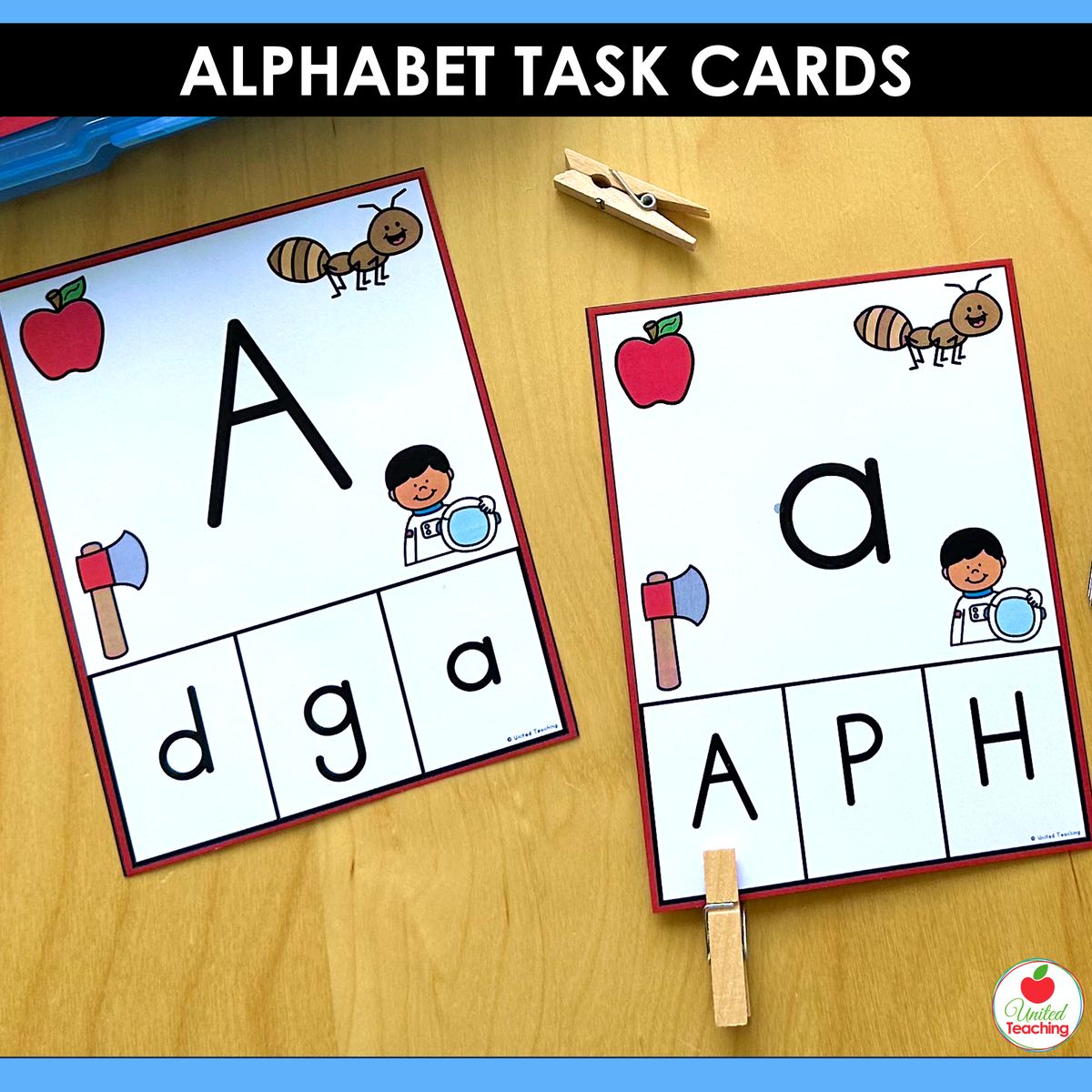 Alphabet Letter Task Cards for matching uppercase and lowercase letters