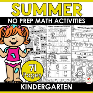 Summer Math Review Worksheets Kindergarten Packet