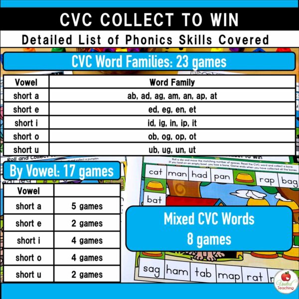 CVC Words Collect to Win Phonics Board Games Packet - Image 5