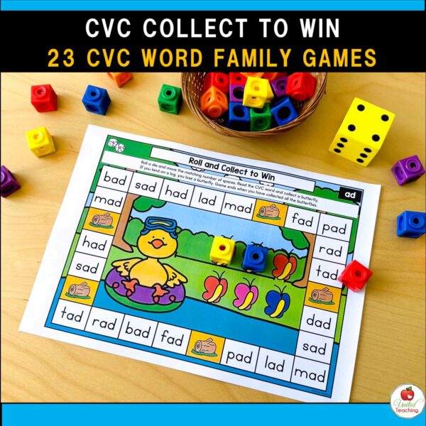 CVC Words Collect to Win Phonics Board Games Packet - Image 8