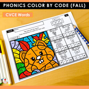 Phonics Color by Code Fall Worksheets Bundle - United Teaching