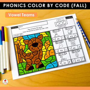 Phonics Color by Code Fall Worksheets Bundle - United Teaching
