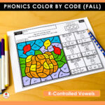 Phonics Color by Code Fall Worksheets Bundle - United Teaching