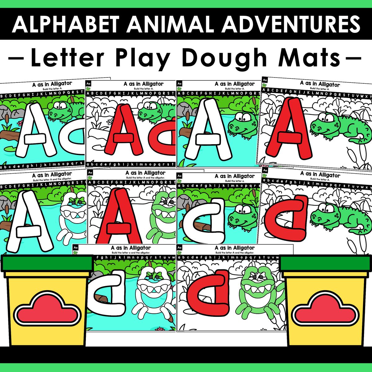 Alphabet Animal Adventures Letter A Play Dough Mats