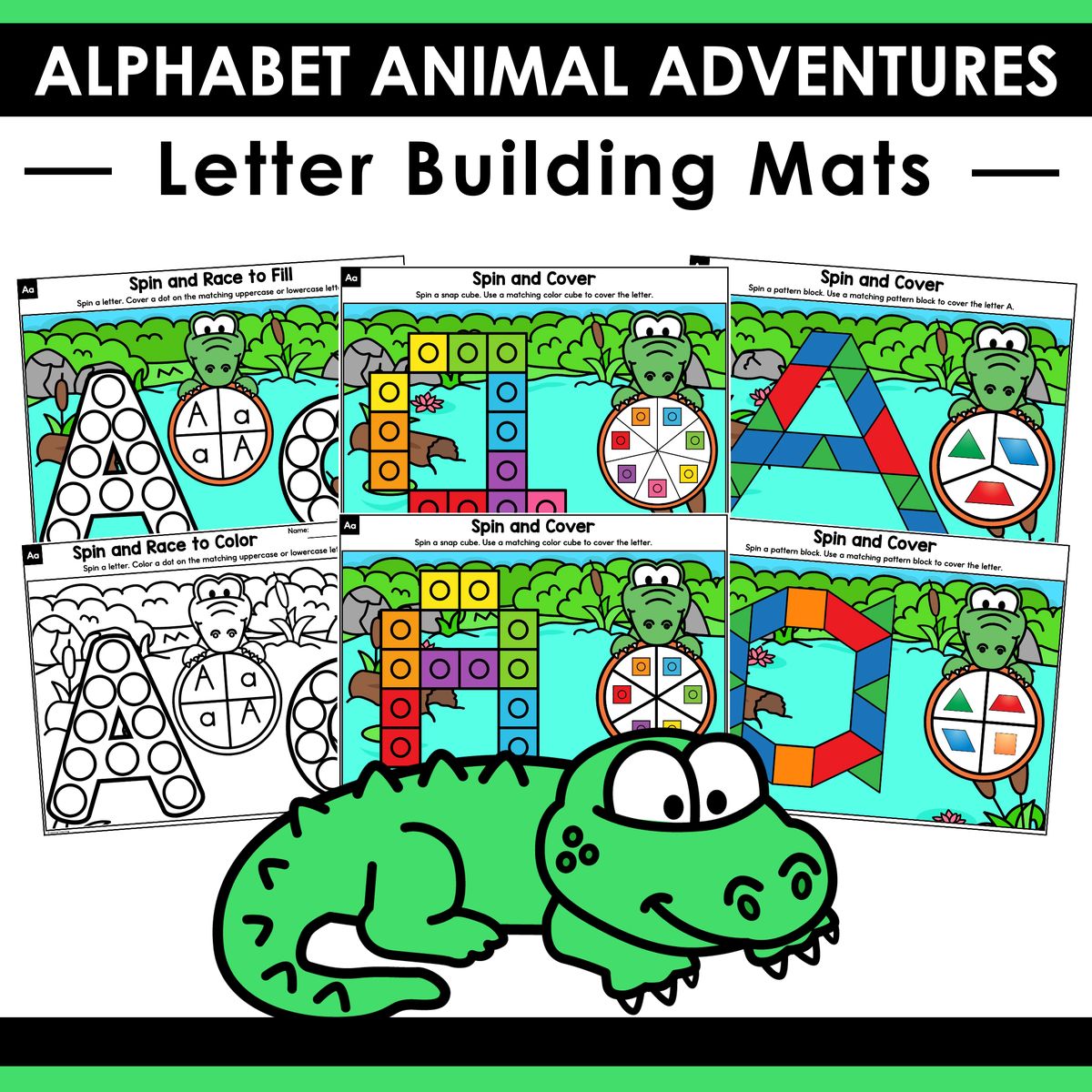 Alphabet Animal Adventures Letter A Letter Building Mats