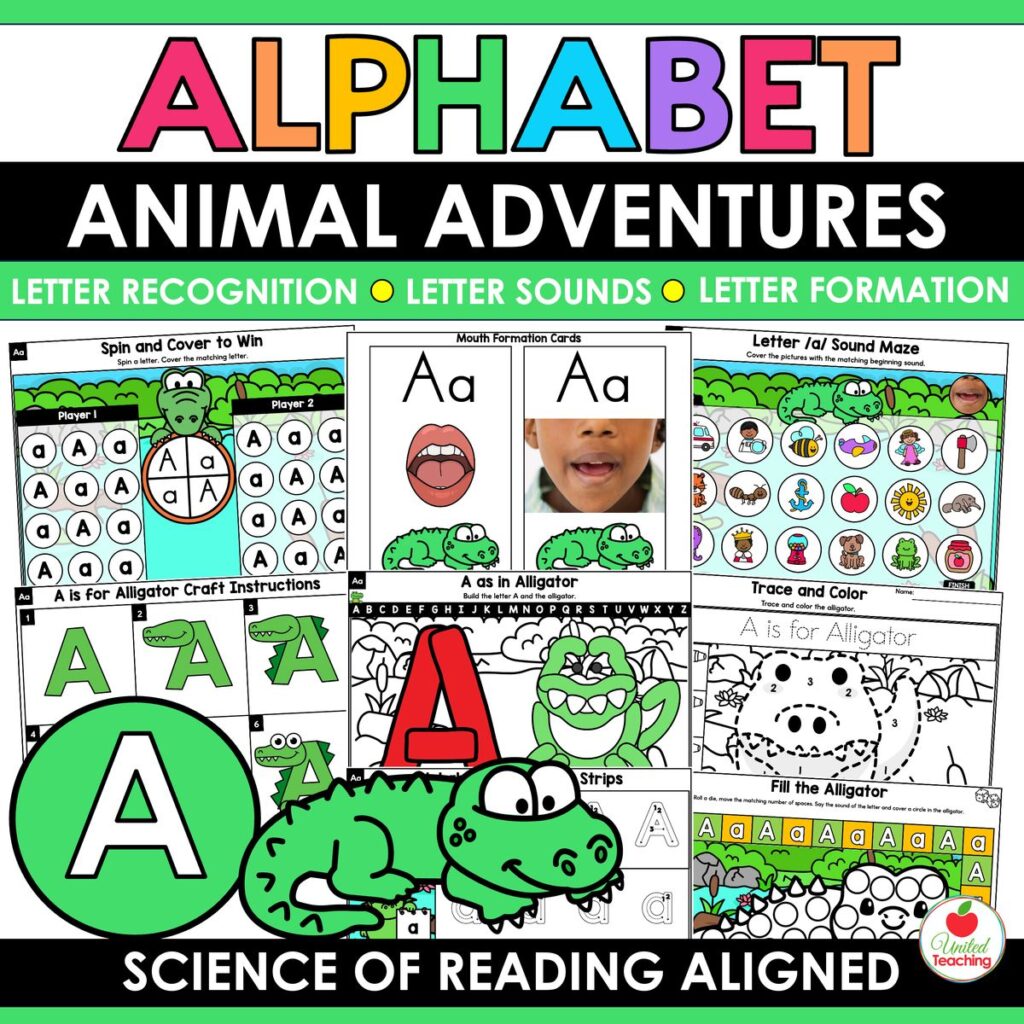 Alphabet Animal Adventures Letter A is for Alligator packet