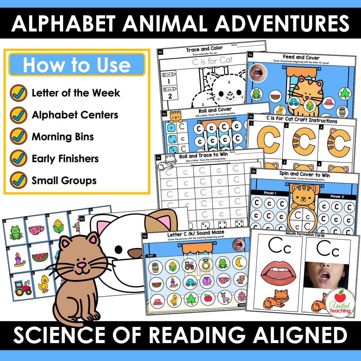 How to use the Alphabet Animal Adventures Letter C Activities