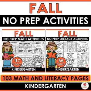 Fall Math and Literacy Activities Kindergarten Bundle
