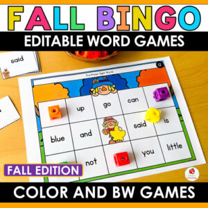 Fall Editable Sight Word Bingo Games