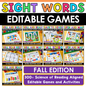 Fall Sight Words Editable Games Bundle