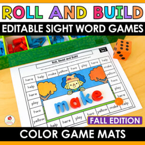 Fall Roll and Build Editable Sight Word Games