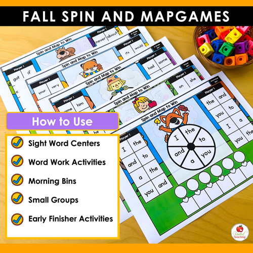 Fall Spin and Map Editable Partner Sight Word Games - Image 3