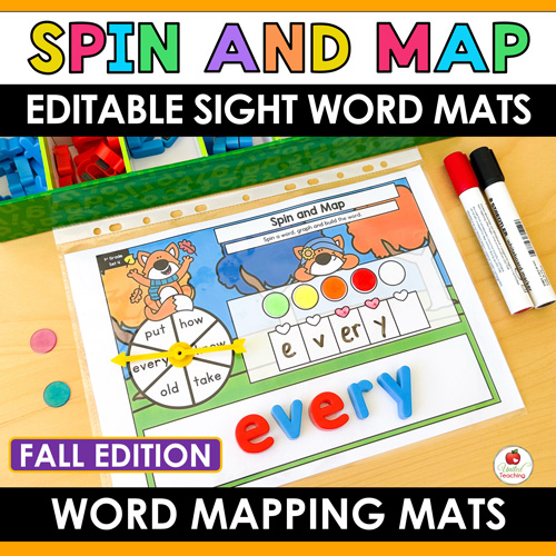 Fall Spin and Map Individual Editable Sight Word Games