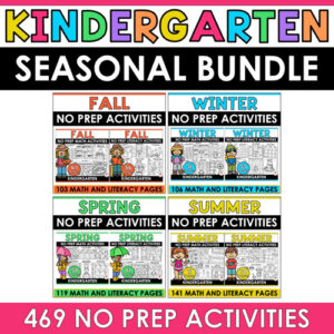 Kindergarten Math and Literacy Activities Seasonal Bundle