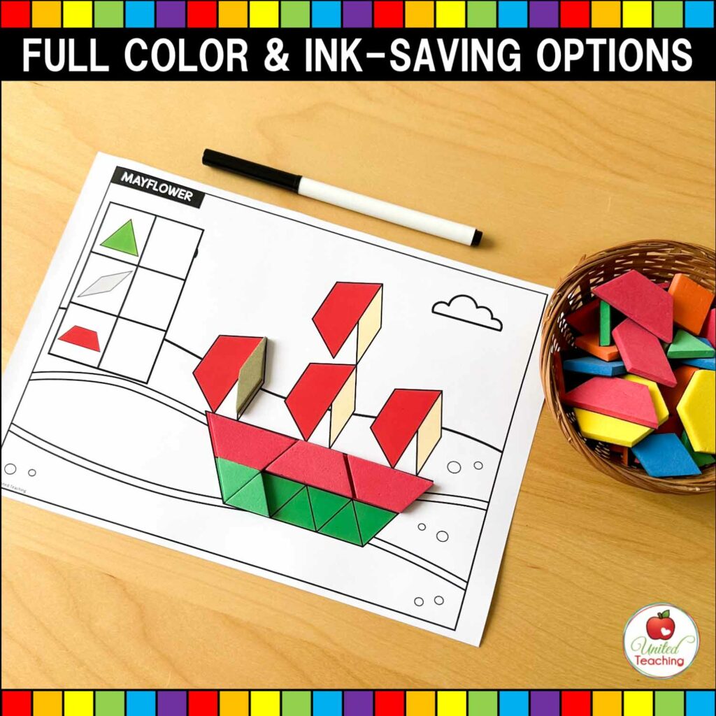 Thanksgiving Pattern Block Mats Packet - United Teaching