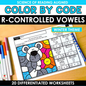 R-Controlled Vowels Winter Color by Code Worksheets