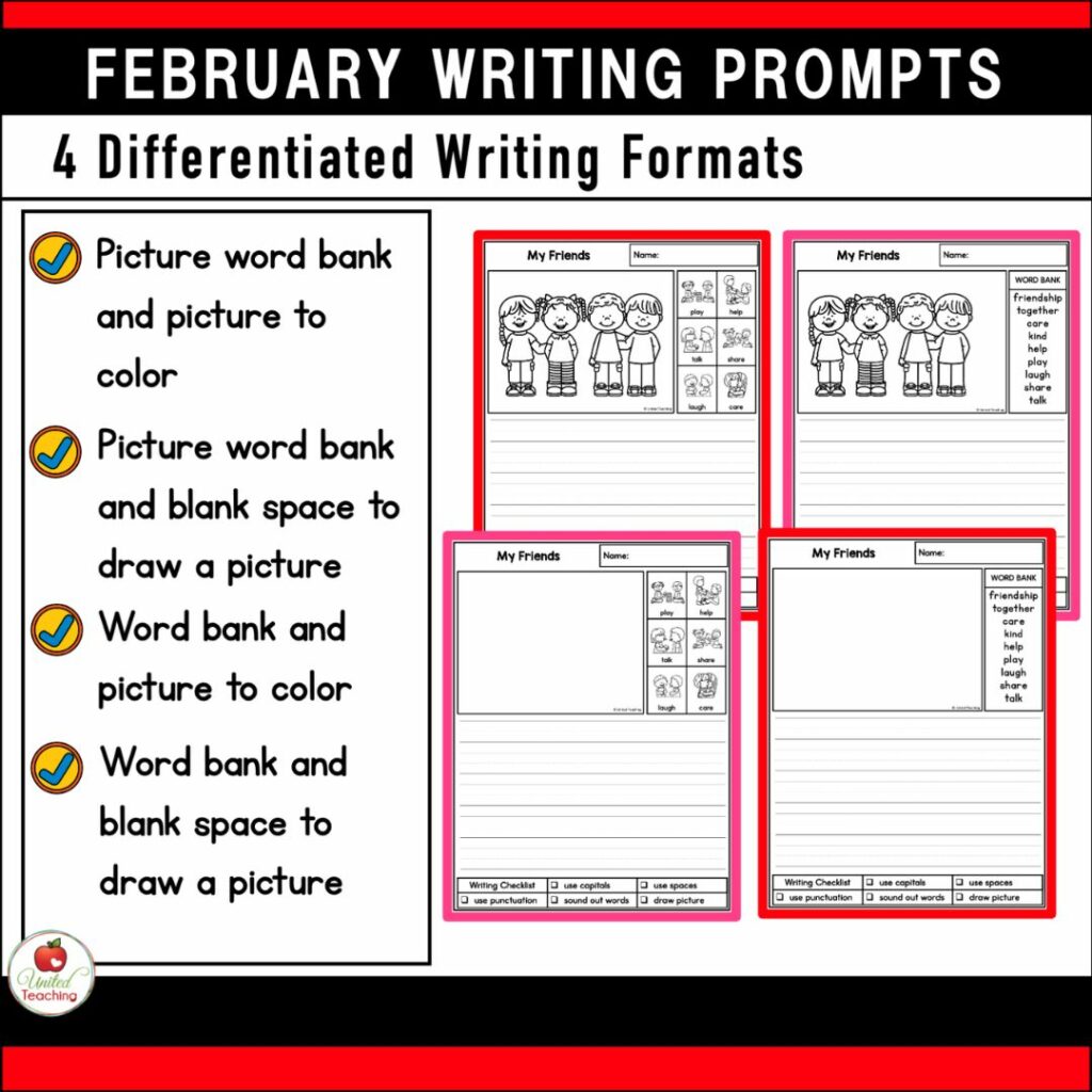 Differentiated Writing Prompt Worksheets