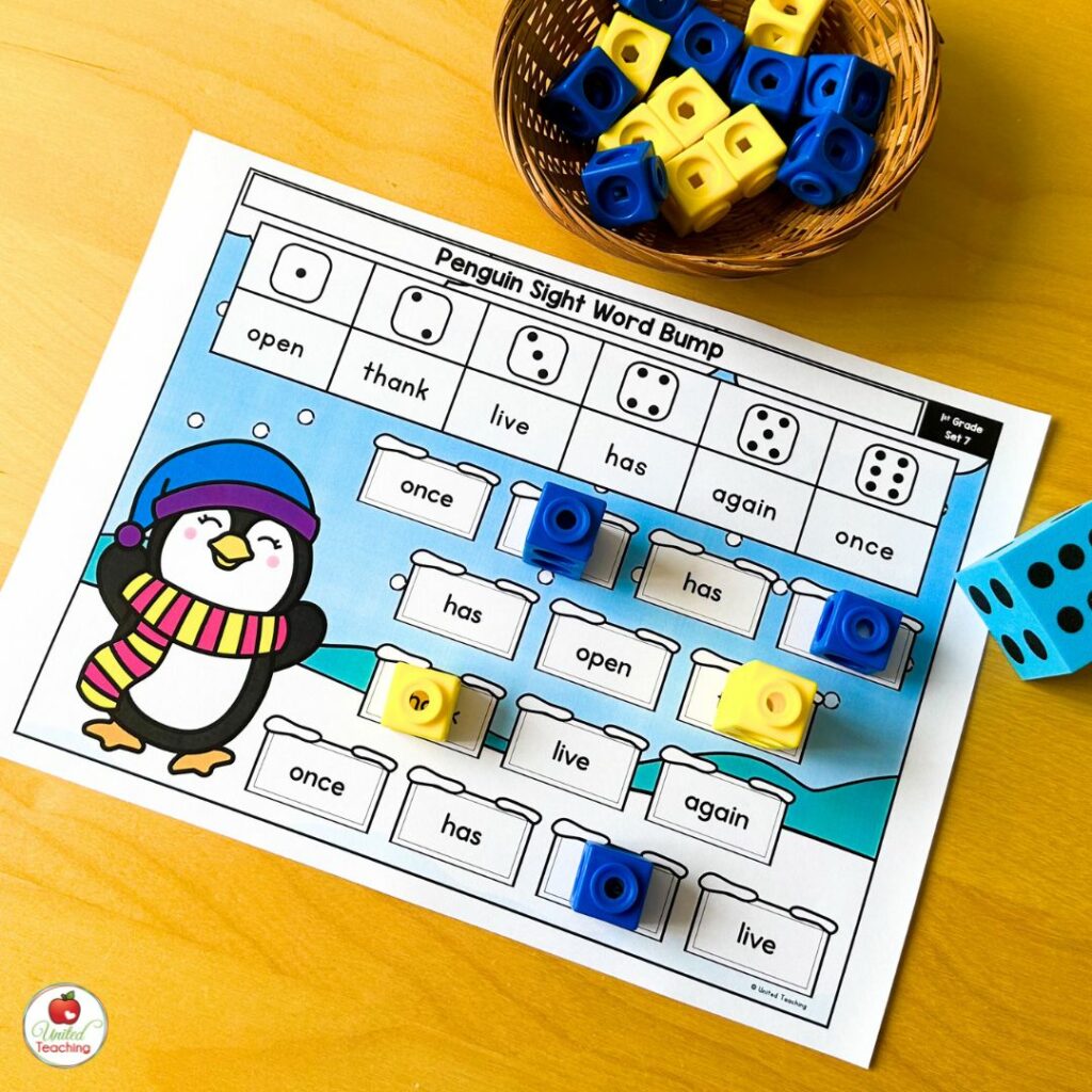 Penguin Sight Word Bump Game