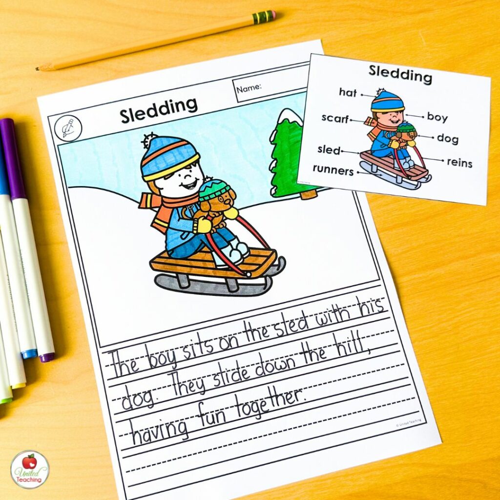 Labeling Worksheet with space for sentence or paragraph writing