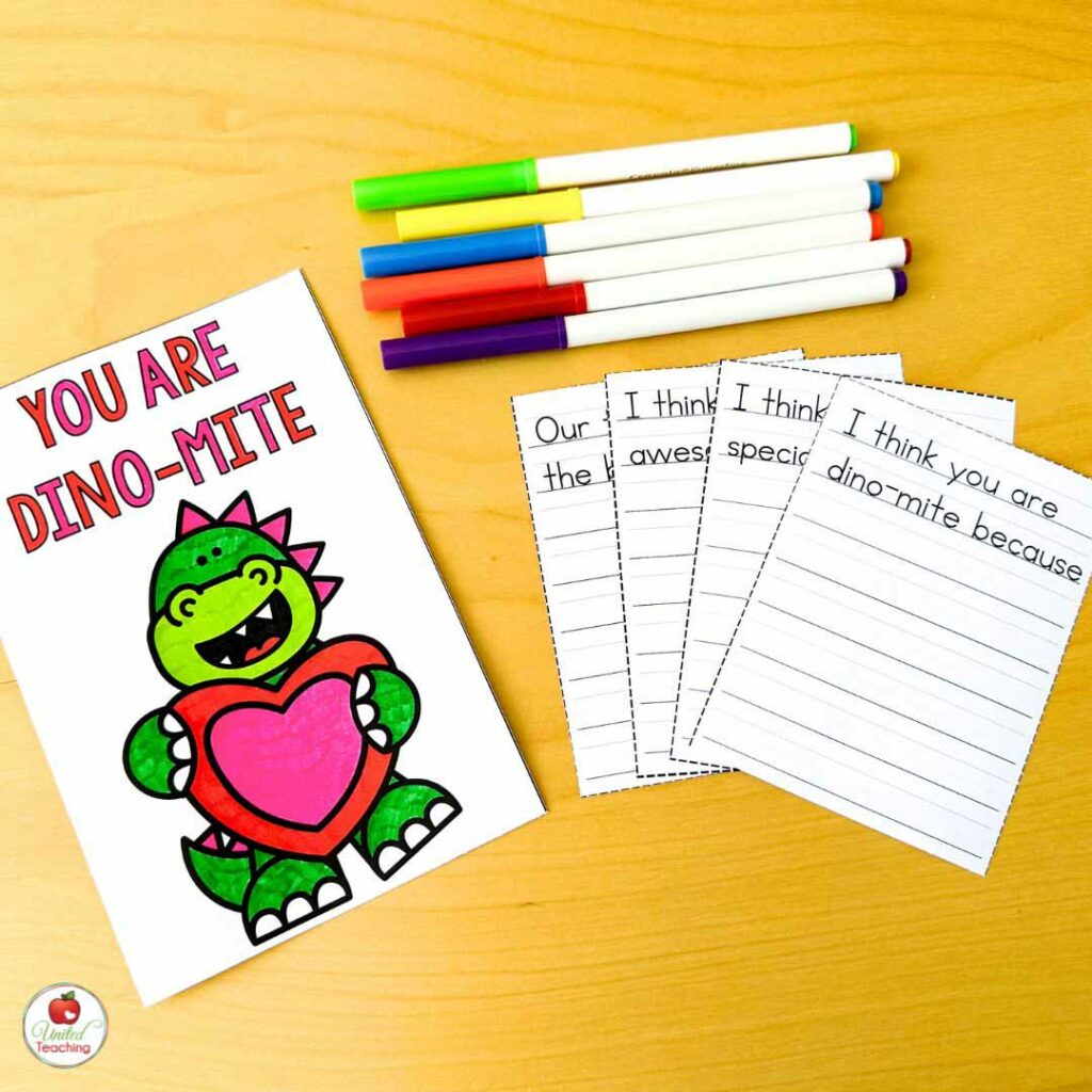 Valentine's Day cards with writing prompts