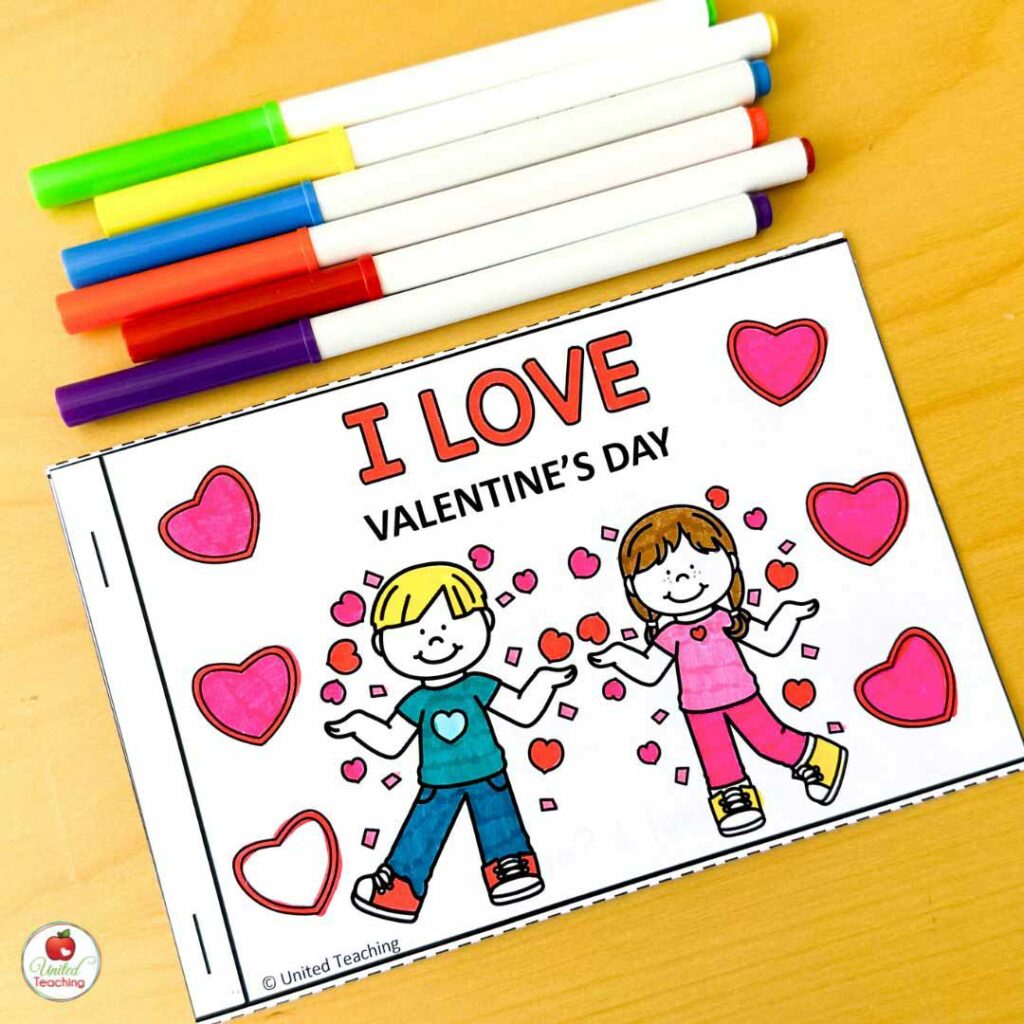 Who or what do you love Valentine's Day emergent reader for kindergarten students to make