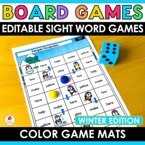 Winter Sight Word Game Boards Cover