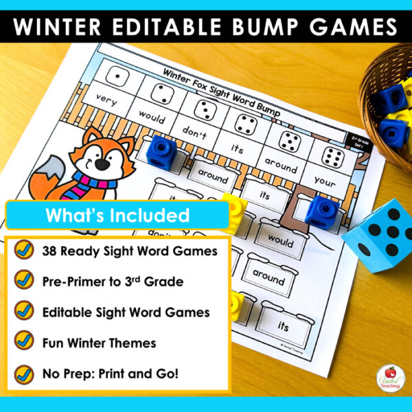 Winter Sight Word Bump Games Packet - Image 2