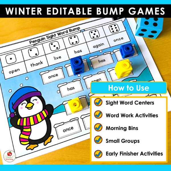 Winter Sight Word Bump Games Packet - Image 3