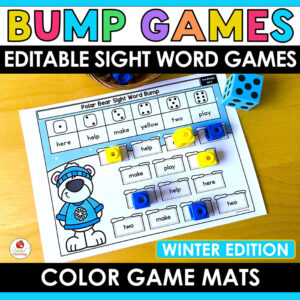 Winter Sight Word Bump Games Packet Cover