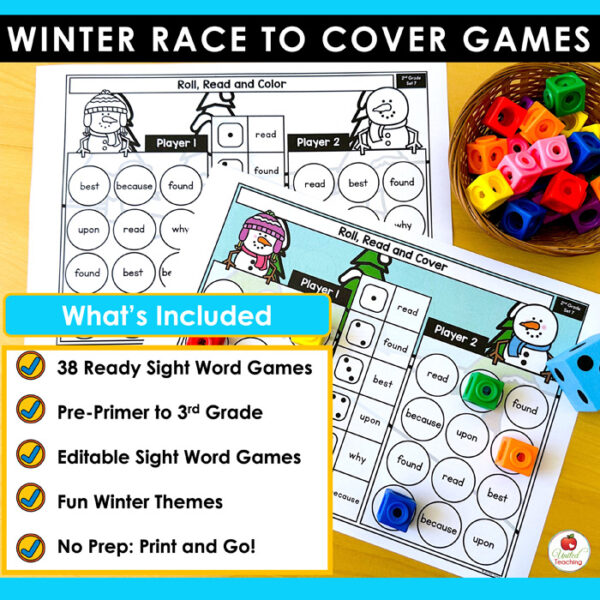 Winter Race to Cover Sight Word Games Packet - Image 2