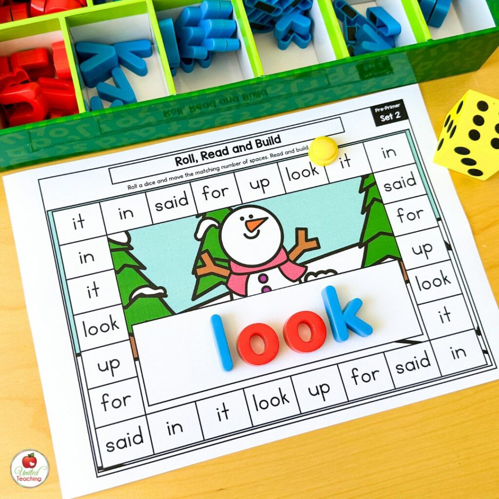 Winter Roll Read and Build Sight Word Games